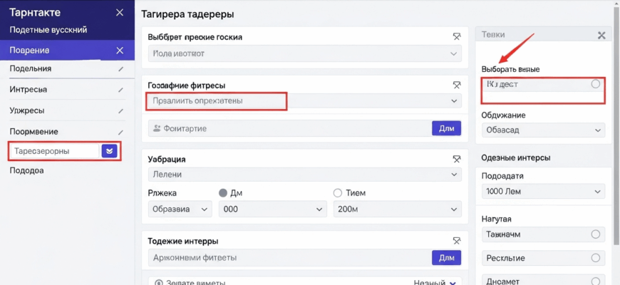 Интерфейс настройки таргетированной рекламы ВКонтакте