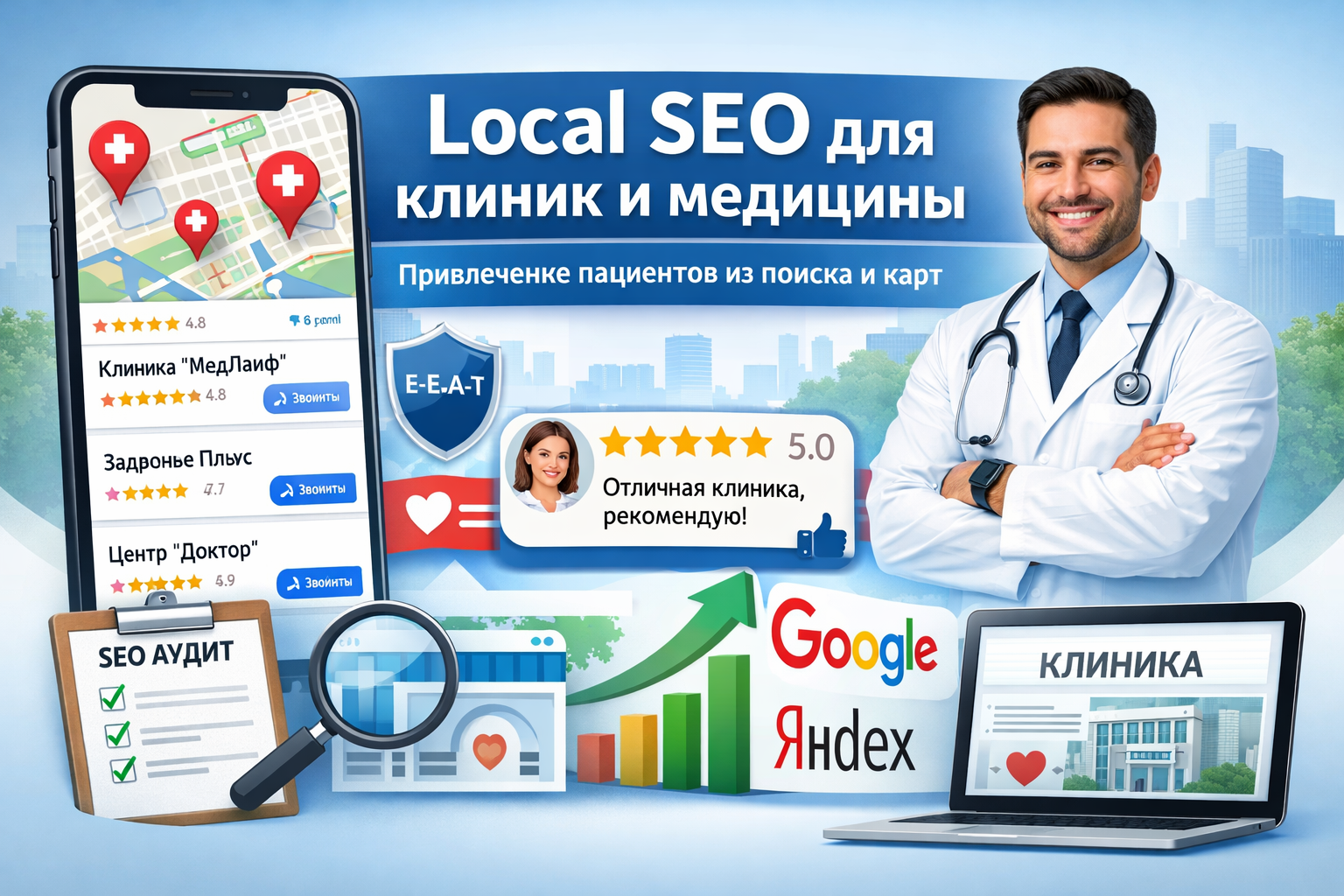 Local SEO для клиник и медицины - привлечение пациентов из Google карт