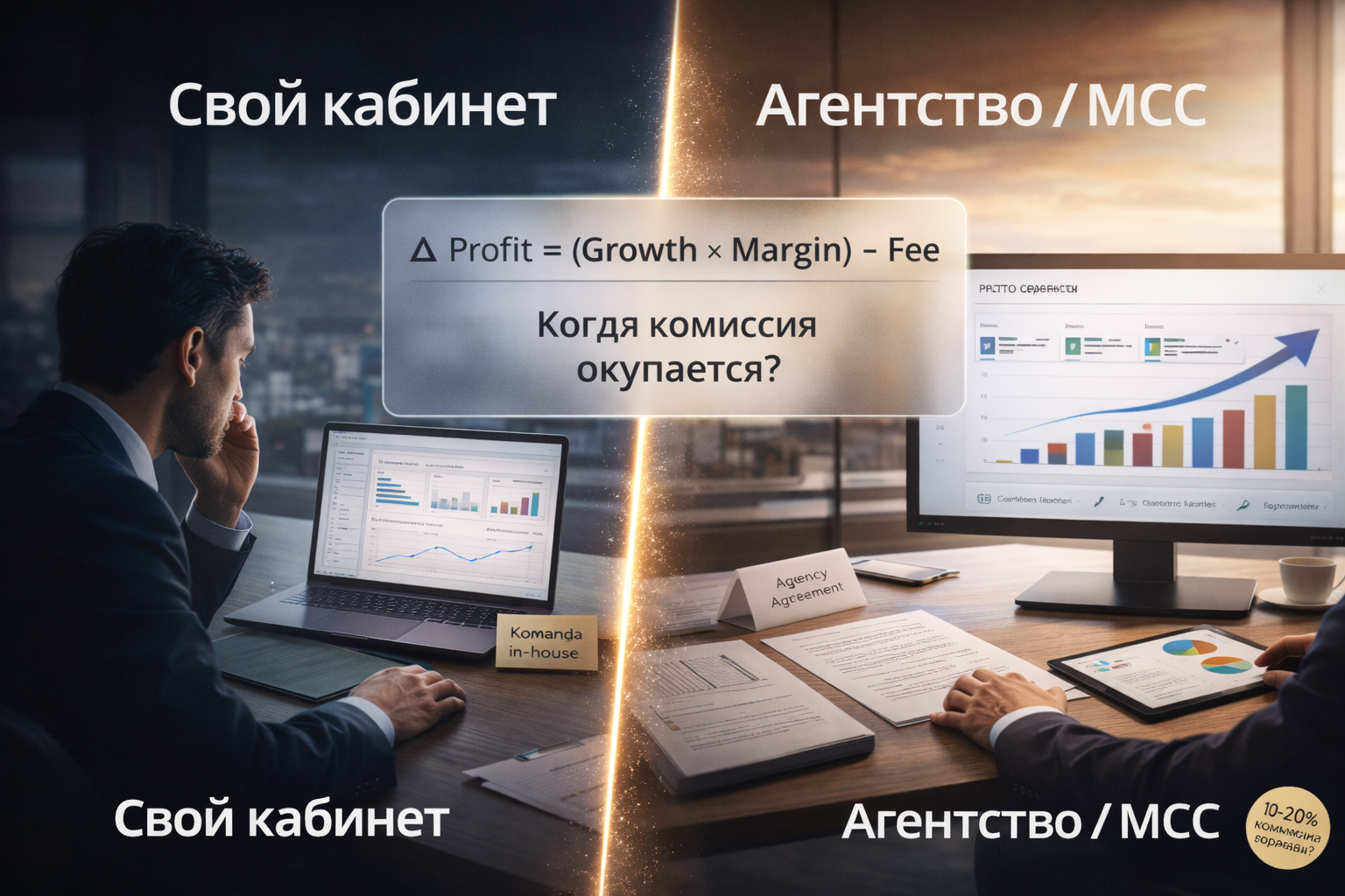 Агентский аккаунт Google Ads и собственный кабинет — сравнение комиссии, MCC и рисков