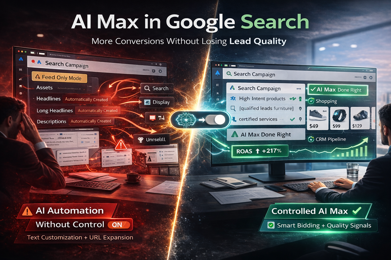 AI Max в Google Ads Search - схема работы matching, text customization и final URL expansion