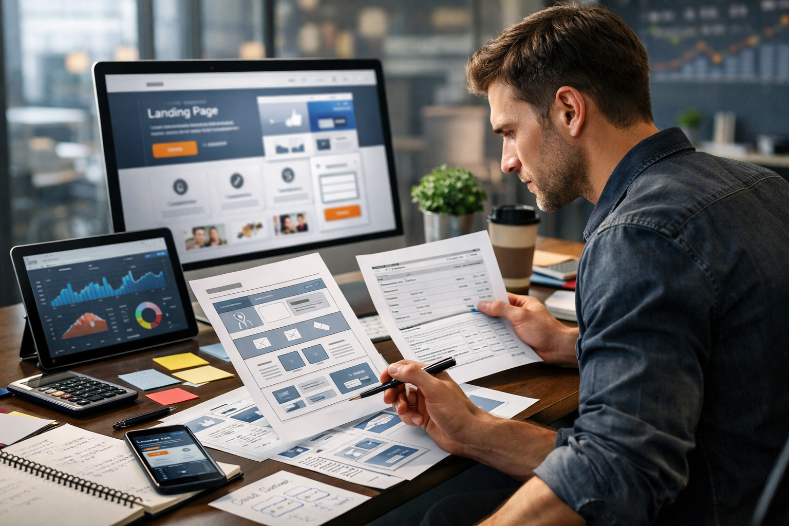 Landing page под ключ на экране ноутбука: создание, разработка и запуск лендинга для заявок и продаж