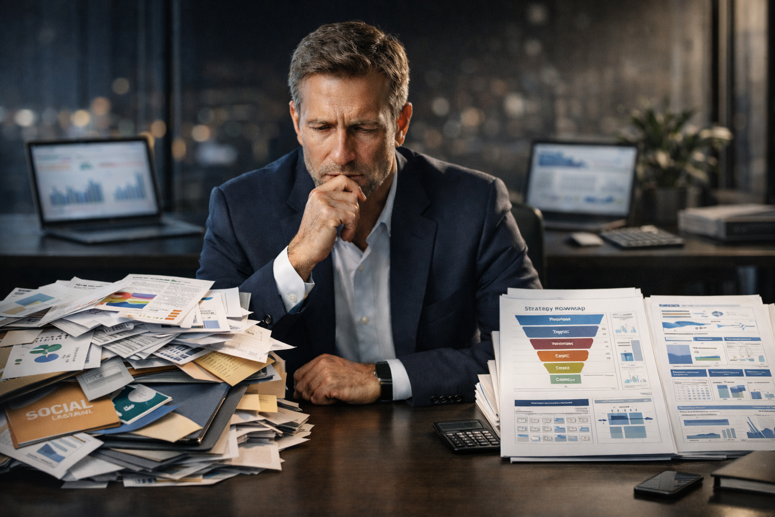 владелец бизнеса сравнивает хаотичный маркетинг и системное комплексное продвижение с аналитикой и стратегией